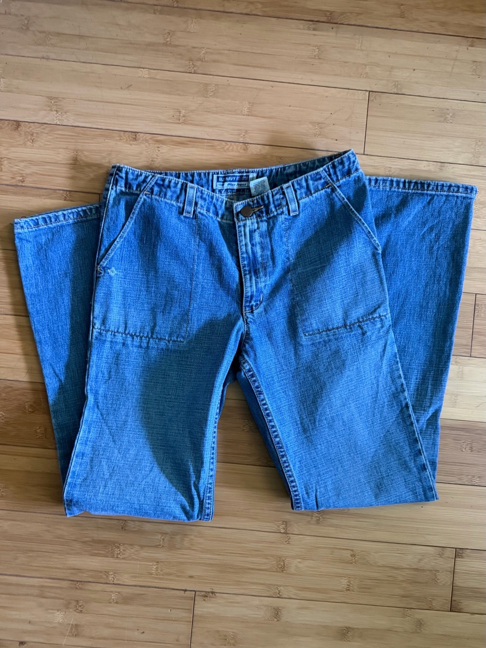 Y2K Old Navy Wide Leg Jeans Light Wash Utility Pocket Denim Pants